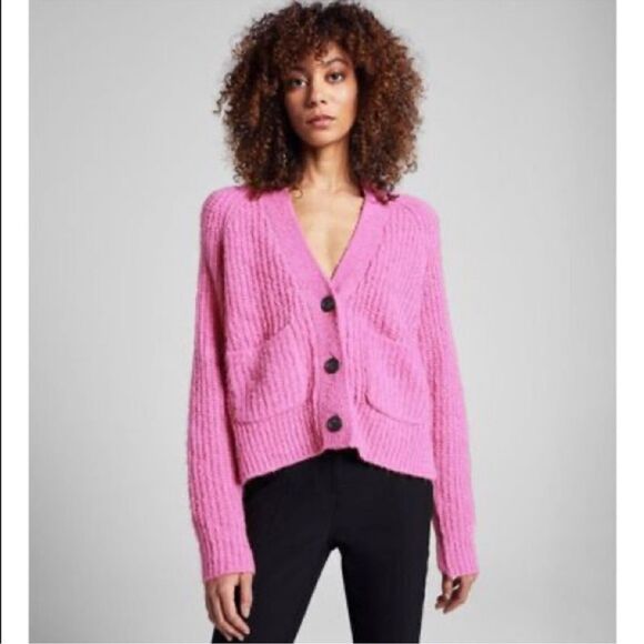 NWT A.L.C. Cleveland Cable Knit Button Front Relaxed Cardigan in Bubblegum XS - Picture 5 of 12